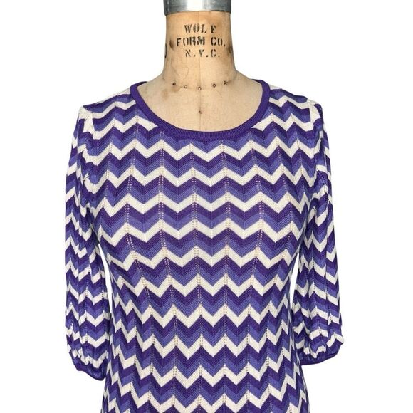Alice + Olivia Purple Chevron Dress Size XS - Picture 2 of 7